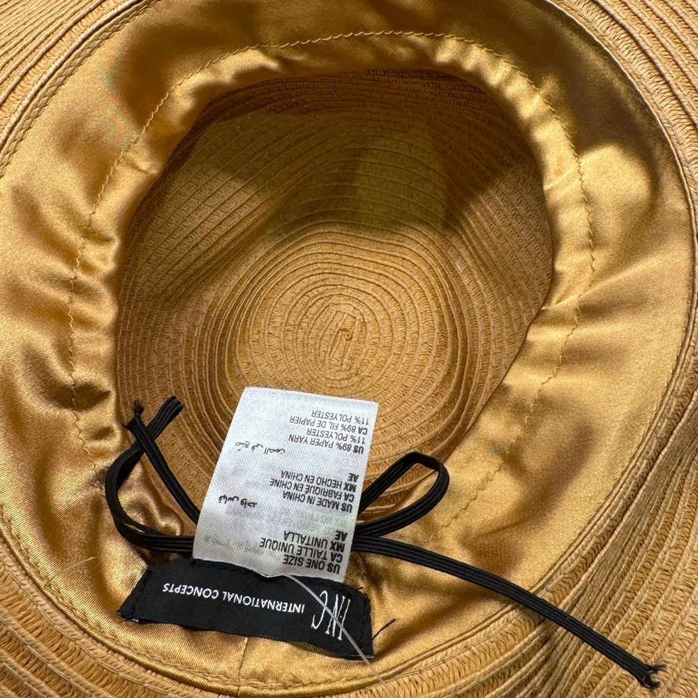 INC International Concepts Tan and Turquoise Blue Hat with Wide Brim NWT - Picture 4 of 6